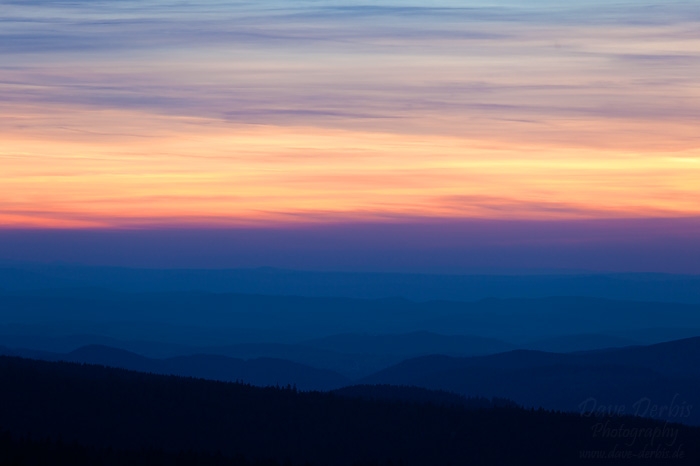 harz, sunset, layers, winter, wolfswarte, germany, 2014, photo