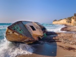 ship, boat, surf, coast, beach, summer, fishing, cliff, kos, greece, 2018, photo