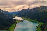 aerial, drone, river, lake, mountains, valley, summer, from above, norway, 2019, Norway, photo