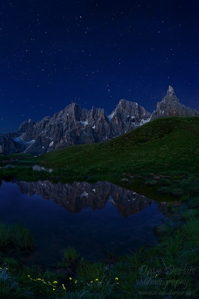 night, dolomites, stars, lake, reflection, mountains, italy, 2011, photo