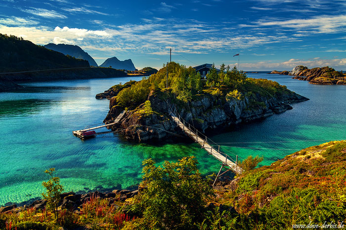 island, bridge, cabin, fjord, coast, arctic, hut, senja, norway, 2022, photo