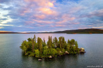 drone, island, sunset, lake, forest, arctic, wilderness, sweden, lappland, 2022, photo