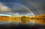 autumn, lake, rainbow, golden hour, leipzig, fall, rain, reflection, germany, 2022, photo