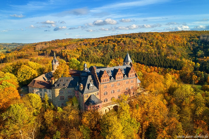 autumn, fall, mountains, drone, castle, harz, forest, germany, 2020, photo