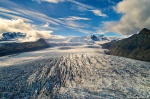 sunset, golden hour, glacier, aerial, ice, fjallsarlon, mountains, drone, iceland, 2020, Iceland, photo