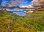 mountains, highlands, sunset, roadshot, road, drone, aerial, north, arctic, faroe islands, 2025, photo