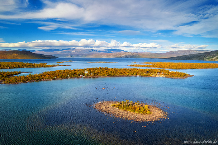 aerial, lake, mountains, drone, arctic, island, autumn, fall, lapland, sweden, 2024, photo