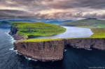 Trælanípa Aerial Photo lake, cliffs, mountains, lake, aerial, drone, north, ocean, coast, faroe islands, 2025, The Great North, photo