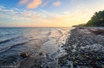 sunrise, coast, beach, golden hour, forest, baltic sea, germany, 2021, Germany, photo