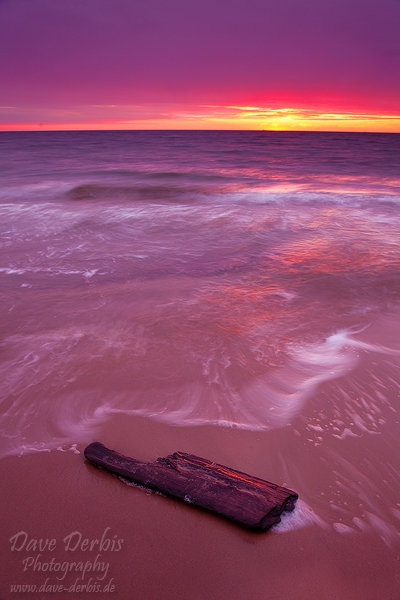 sunset, beach, baltic sea, weststrand, wood, waves, twilight, photo