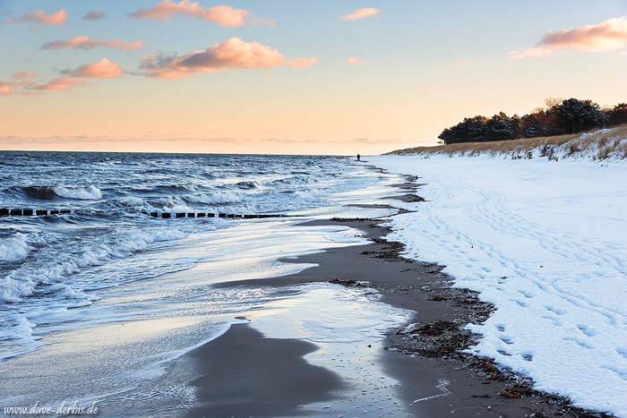 sunrise, baltic sea, winter, snow, beach, ocean, coast, germany, 2015, photo