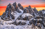 mountains, sunset, snow, dolomites, alps, mordor, cadini, misurina, tre cime, italy, 2025, photo