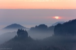sunrise, valley, mountain, sun, saxon switzerland, germany, photo