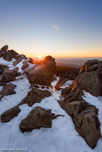 mountain, winter, snow, sunstar, sunset, harz, germany, latest, photo